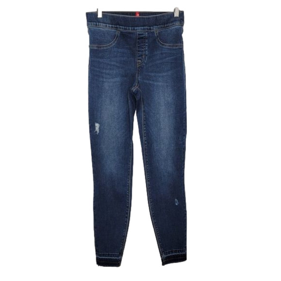 SPANX Distressed Ankle Skinny Jeans, Dark Wash Size Small - Picture 1 of 16